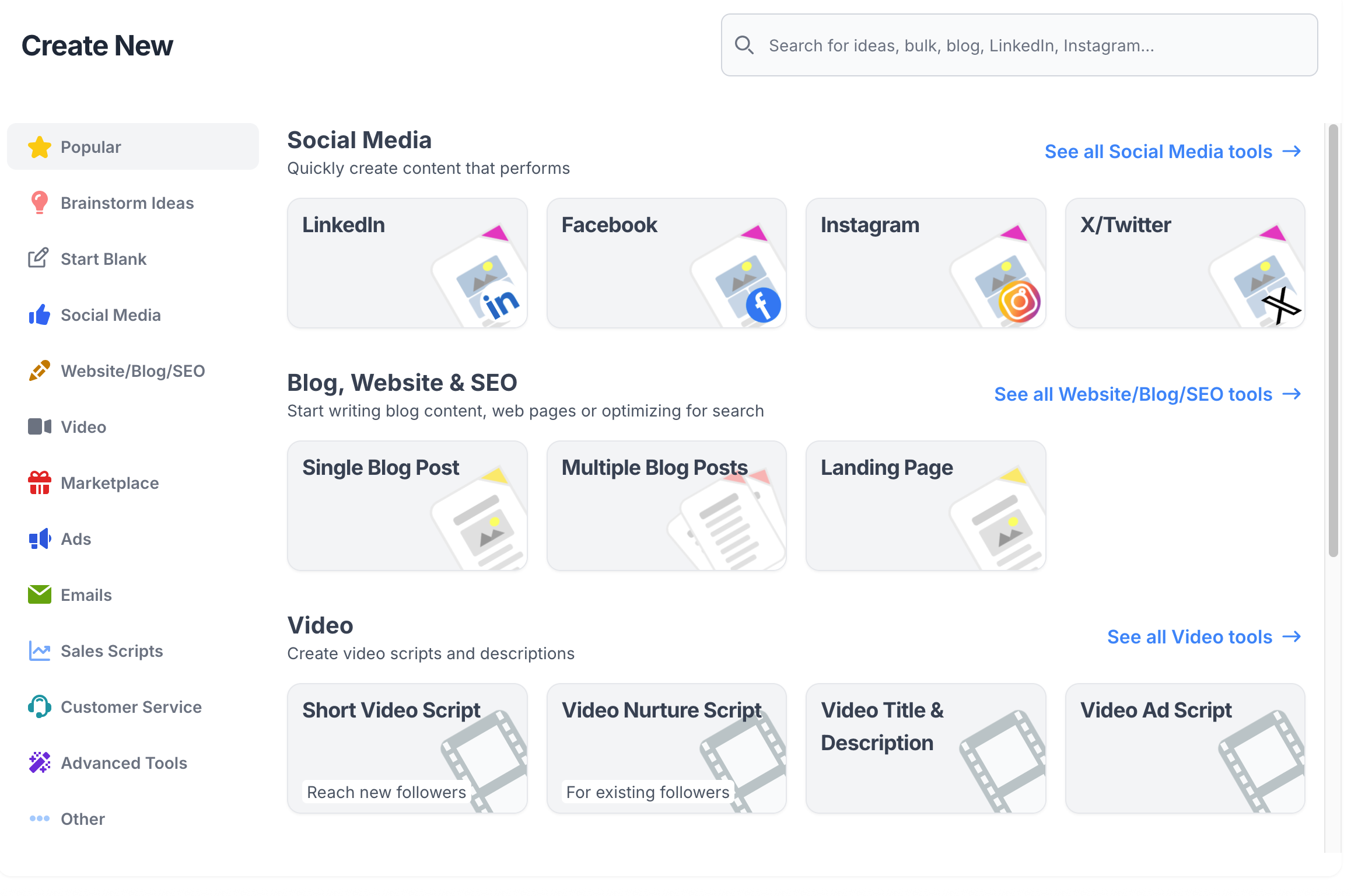 Mega Create interface for purposeful content